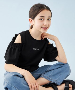 UNFILO 【110-150cm】アソート デザインTシャツ ブラック[オープンショルダー]