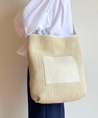 Hekhèr Le Style de Vie 【日本製 / A4サイズ対応 / 3WAY】ジュート×牛革 ショルダーバッグ large ホワイト