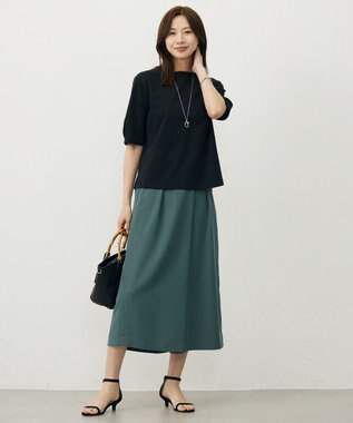 J.PRESS LADIES S 【洗える・抗菌防臭・接触冷感・吸水速乾】ドライポンチ モックネック カットソー ブラック系