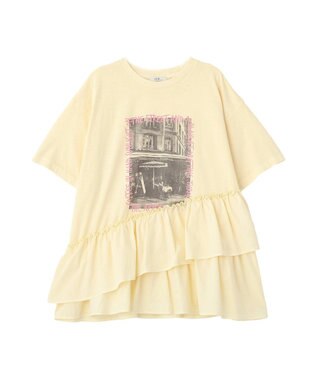 earth music&ecology 異素材ドッキンググラフィックTシャツ Ivory