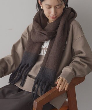 AMERICAN HOLIC バイカラーシャギーマフラー Brown