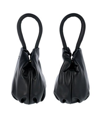 tsumori chisato CARRY ラムギャザー ワンハンドル 手提げ ハンドバッグ ブラック