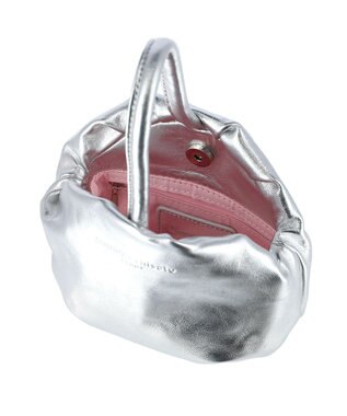 tsumori chisato CARRY ラムギャザー ワンハンドル 手提げ ハンドバッグ シルバー