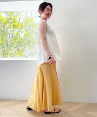 UNFILO 【イージーケア】コットンシフォンスカート ライトイエロー系
