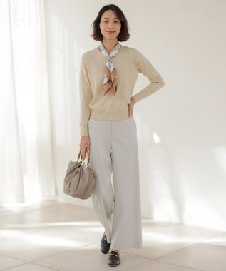 J.PRESS LADIES L 【WEB限定・人気素材・セットアップ対応】セルロースリネンストレッチ ワイドストレート パンツ 【WEB限定】ライトグレー系