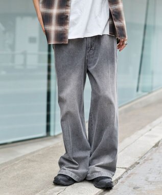 WEGO イージーバギーフレアデニムスラックス デニムブラック