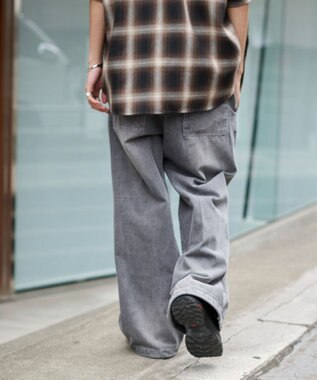 WEGO イージーバギーフレアデニムスラックス デニムブラック