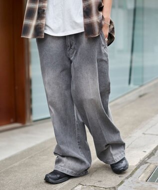 WEGO イージーバギーフレアデニムスラックス デニムブラック