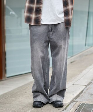 WEGO イージーバギーフレアデニムスラックス デニムブラック