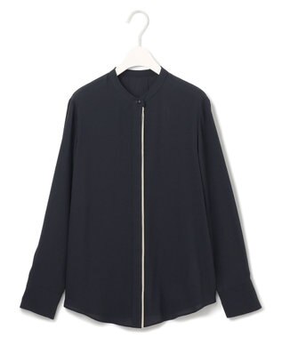 ICB L 【新色追加・WEB限定カラーあり】BackSatinAmunzen バンドカラーブラウス