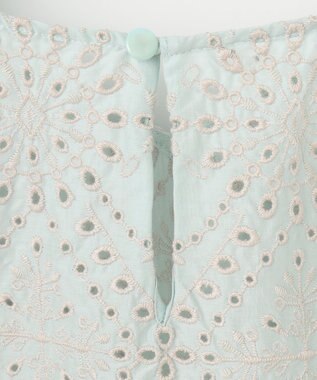 自由区 【カタログ掲載・洗える】エンブロイダリーローン ブラウス アクア×ベージュ