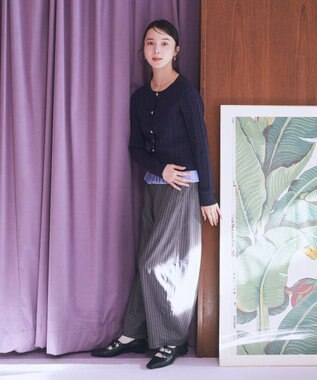 earth music&ecology バルーンパンツ Stripe Gray