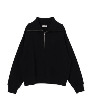 earth music&ecology ハーフＺＩＰスウェット Black