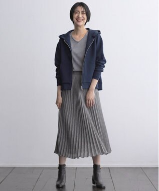 J.PRESS LADIES L ダンボール ジップアップ パーカー ネイビー系