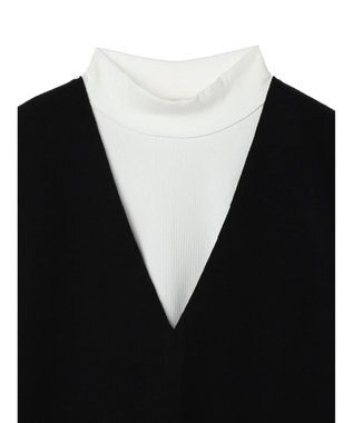 earth music&ecology ＳＥＴ２点圧縮風ポンチベスト＋リブタートル Black