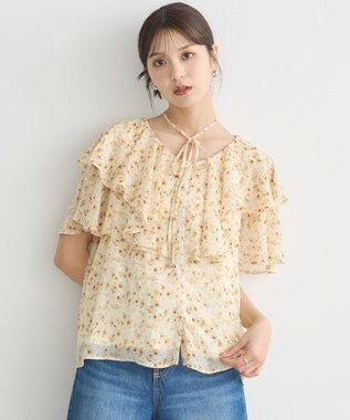 earth music&ecology チョーカー付き楊柳ラッフルブラウス