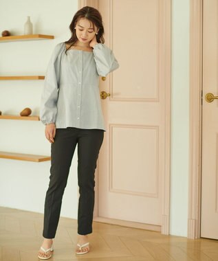 #Newans 【ANSWER for ほど甘トレンド】スクエアネックペプラムブラウス グレー系