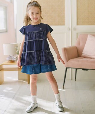 組曲 KIDS 【110-140㎝】 ドットティアードチュニック ネイビー