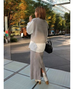 Green Parks ケーブルニットベスト Light Gray