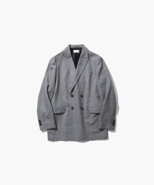 ATON WOOL LINEN SHARKSKIN | ダブルジャケット GRAY