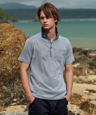 JOSEPH ABBOUD 【キングサイズ・愛されて20年！オーガニックコットン使用】 バンダナプリント ダディ ポロシャツ ダルブルー系