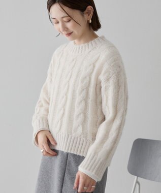 AMERICAN HOLIC 透かしケーブルニットプルオーバー Green