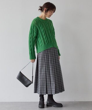 AMERICAN HOLIC 透かしケーブルニットプルオーバー Green