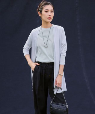 23区 【接触冷感/洗える】フィブリルツイル シャーリング パンツ ブラック系