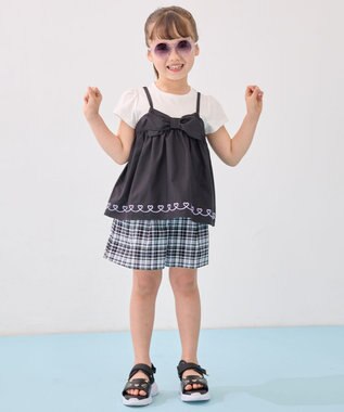 ANY KIDS キャミソール ドッキングTシャツ ブラック