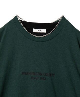 WEGO 【ユニセックス着用ITEM/2点SET】アクセ付きグラフィックアンサンブルT（LS） グリーン