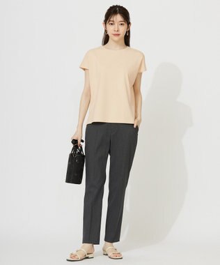 ANY SIS S 【ストレッチ・接触冷感・撥水・UVカット・洗える】エアリーストレッチ テーパードパンツ シャンブレーブラック