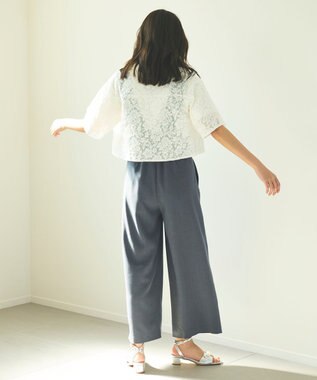 Feroux 【洗える】フラワーレース シャツ ホワイト系