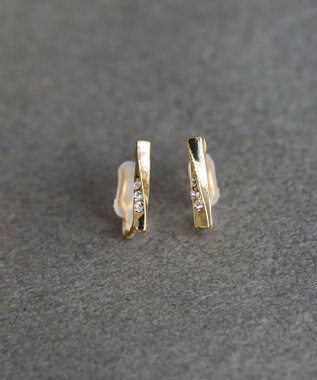 Phoebe 【金属アレルギー対応】【痛くないシリーズ】ツイストバービジューライトフィットイヤリング　ゴールド ゴールド
