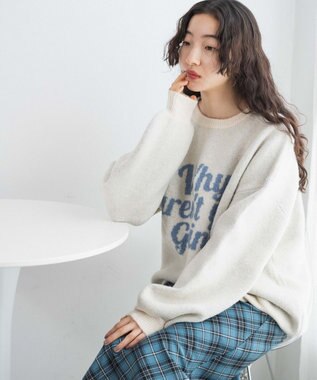 WEGO フラッフィーロゴジャガードニットプルオーバー ホワイトアイボリー