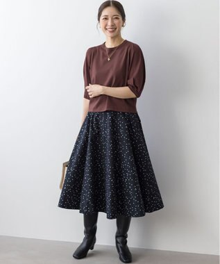 組曲 S フラワースパンコールプリント スカート ブラック系5
