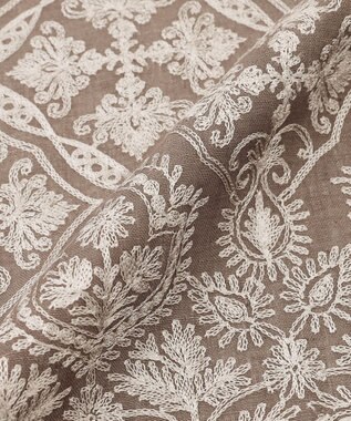 自由区 レースエンブロイダリー ストール モカ×ブロンズ