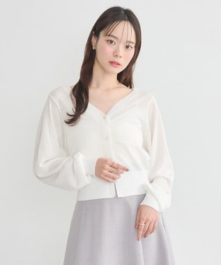 earth music&ecology シアーラメＶネックカーディガン Off White