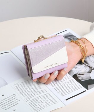 style code 【MERCURYDUO/マーキュリーデュオ】ダイアナ　トリコカラー口金ミニ財布 ラベンダー