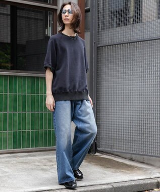 WEGO 【ユニセックス着用ITEM/SMLサイズ展開】デニムルーズフレアパンツ デニム中濃色