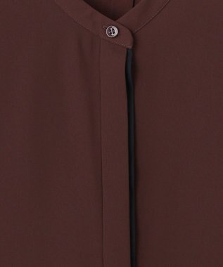 ICB L 【接触冷感・UVケア・速乾・洗える】BackSatinAmunzen バンドカラーブラウス バーガンディ系［WEB限定］