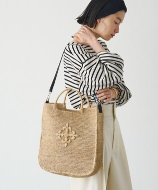 russet 《かごバッグ》インドラフィア2WAYトートバッグ(TI-368) Natural