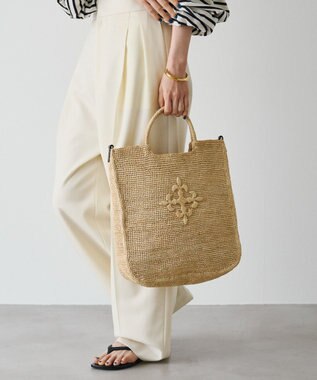 russet 《かごバッグ》インドラフィア2WAYトートバッグ(TI-368) Natural