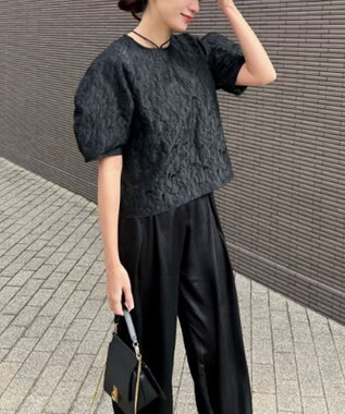 Green Parks AnriettMusee ショート丈ジャガードトップス Black