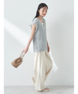 earth music&ecology 綿麻キャンブリッククロップドパンツ Beige