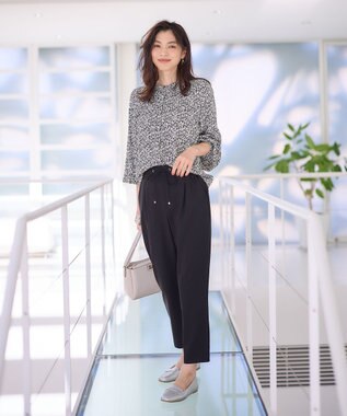 ANY 【ウエストゴム/ストレッチ/セットアップ可】イージィケアストレッチテーパードパンツ ブラック