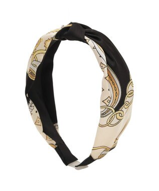 earth music&ecology スカーフ柄カチューシャ Black