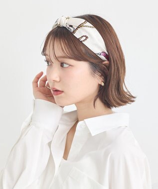 earth music&ecology スカーフ柄カチューシャ Brown