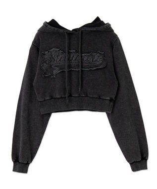 WEGO ロゴアシッドウォッシュパーカー スミクロ