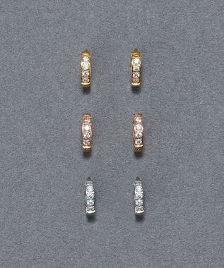 Phoebe 【金属アレルギー対応】ワンタッチビジューフープミニピアス　ローズゴールド/サージカルステンレス ローズゴールド