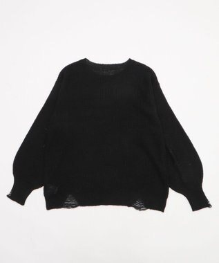 WEGO モヘアタッチスターBIGニット ブラック